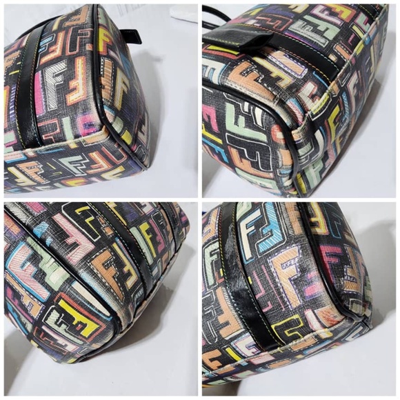 Authentic FENDI Multicolored Coated Canvas Zucca Spalmati Boston Bag - Picture 14 of 16